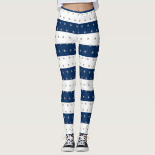 Leggings Estrella de Mar Adorable, Rayas Azules Marinos