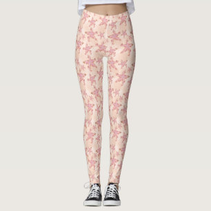 Leggings Estrella de mar y coral rosa patrón pastel