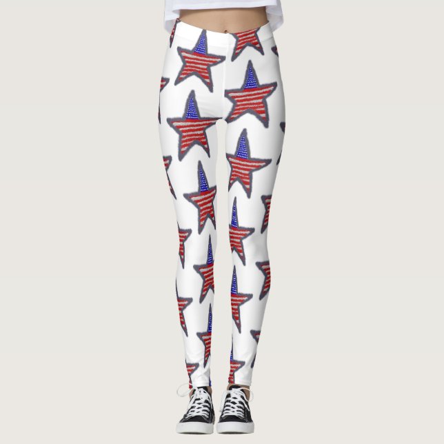Leggings Estrella de purpurina de Bandera de Estados Unidos (Anverso)