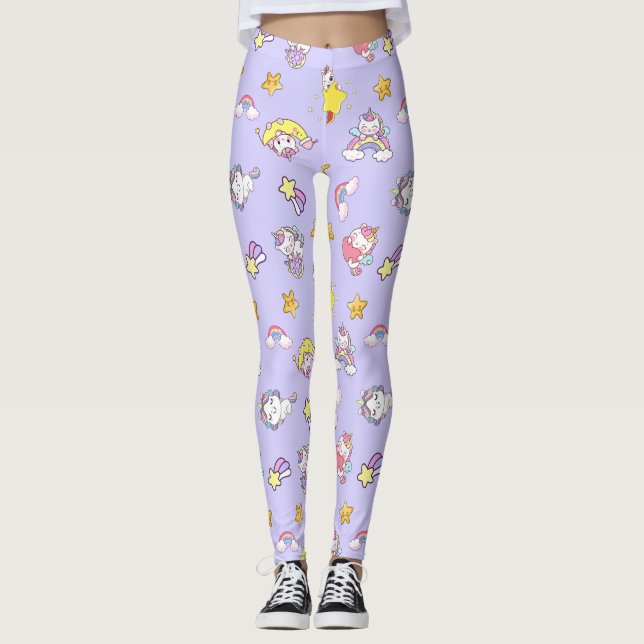 Leggings Estrella del arco iris de Unicornio enciende tema  (Anverso)