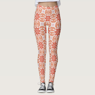 Leggings Estrella Explosiva de Coral y Melocotón Patrón Geo