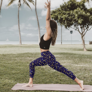 Leggings Estrella hermosa del patrón celestial azul de la m