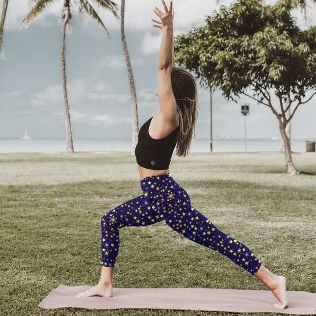 Leggings Estrella hermosa del patrón celestial azul de la m (Subido por el creador)