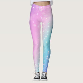 Leggings Estrella, nombre o mensaje de Bokeh Purple y Blue