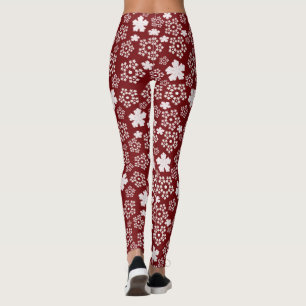 Leggings Estrella roja y blanca y patrón de invierno con co