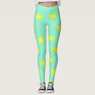 Leggings Estrellas amarillas en turquesa