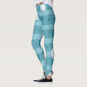Leggings Estrellas Azules Modernas Y Gardenia Blanca