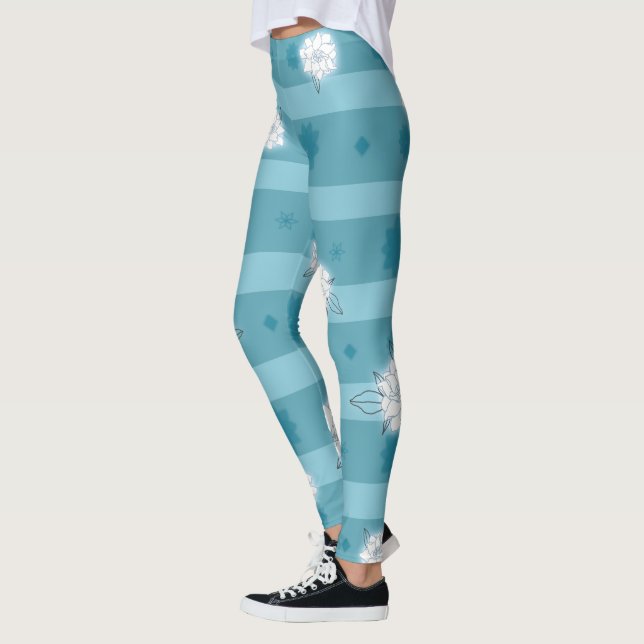 Leggings Estrellas Azules Modernas Y Gardenia Blanca (Izquierda)