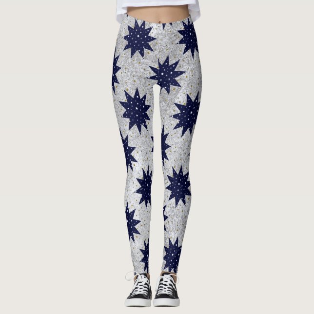 Leggings Estrellas azules y estrellas blancas y estrellas d (Anverso)