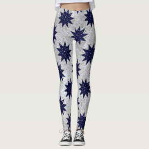Leggings Estrellas azules y estrellas del blanco y