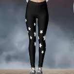 Leggings Estrellas blancas<br><div class="desc">Un patrón diagonal simple con estrellas blancas en un fondo negro. Fondo transparente,  para que pueda cambiar el color para que se ajuste a su estilo.</div>