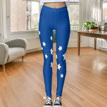 Leggings Estrellas blancas azules<br><div class="desc">Un patrón diagonal simple con estrellas blancas en un fondo azul real.</div>