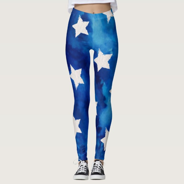 Leggings Estrellas blancas en color azul (Anverso)