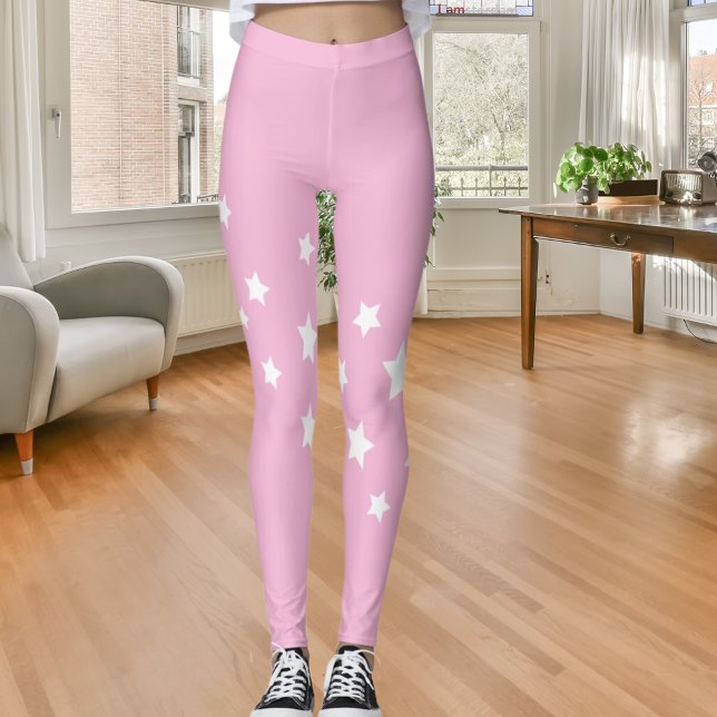 Leggings Estrellas blancas rosas (Subido por el creador)