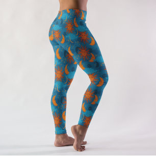 Leggings Estrellas Celestes Sol Luna Nubes Cielo Nocturno A