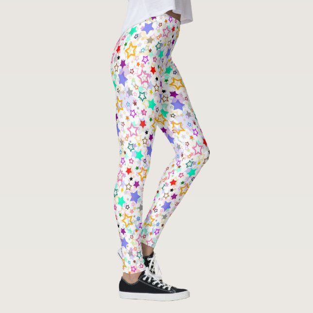 Leggings Estrellas Coloridas Blancas  (Derecha)