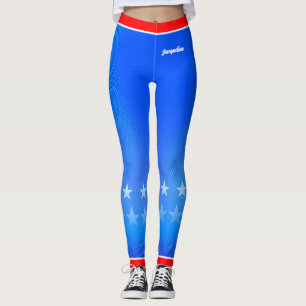 Leggings Estrellas con tu nombre en azul brillante