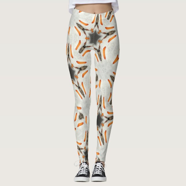 Leggings estrellas cósmicas entre corchetes marrón blanco (Anverso)