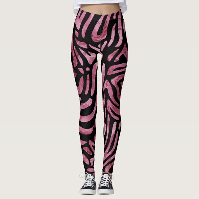 Leggings Estrellas de cebra rosa y turbia (Anverso)