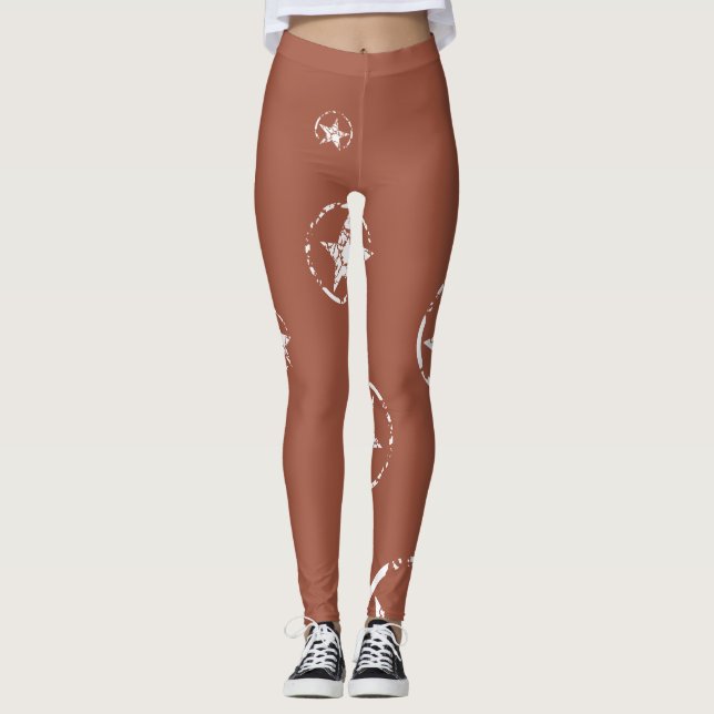 Leggings Estrellas de círculo de ladrillo neutro (Anverso)