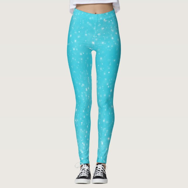 Leggings Estrellas de estrellas de Azure Blue Modern (Anverso)