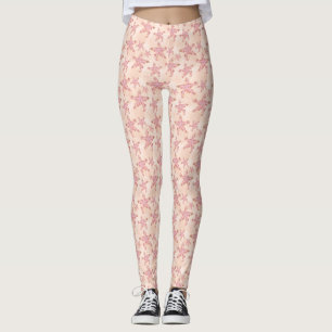 Leggings Estrellas de mar y coral patrón pastel rosa