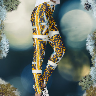 Leggings Estrellas de Navidades brillantes de color amarill