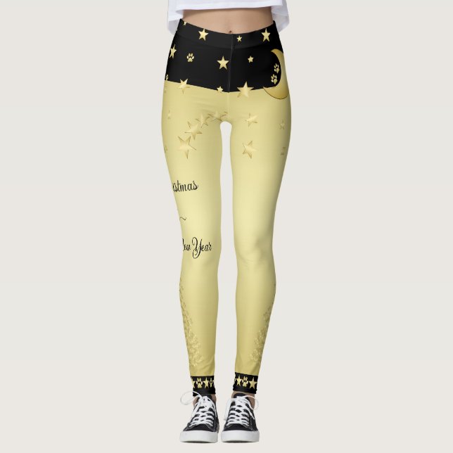Leggings Estrellas de Navidades brillantes de oro, trapos d (Anverso)