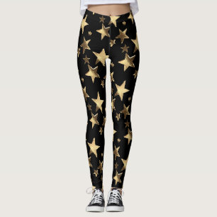 Leggings Estrellas de Navidades de oro negro de lentes fest