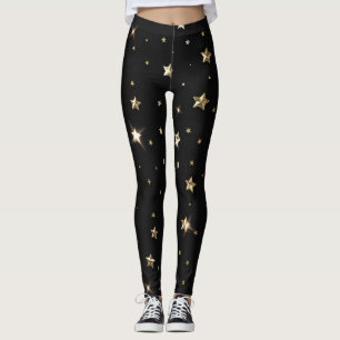 Leggings Estrellas de Navidades Metalizado de Faux Black y 