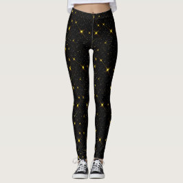 Leggings Estrellas de oro Cielo Negro estriba estridente de
