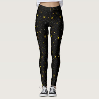 Leggings Estrellas de oro Cielo Negro estriba estridente de