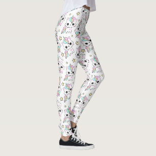 Leggings estrellas de unicornio lindo en fondo blanco