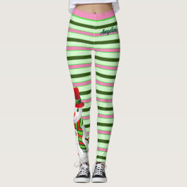 Leggings Estrellas de vacaciones rosas y verdes con muñeco 