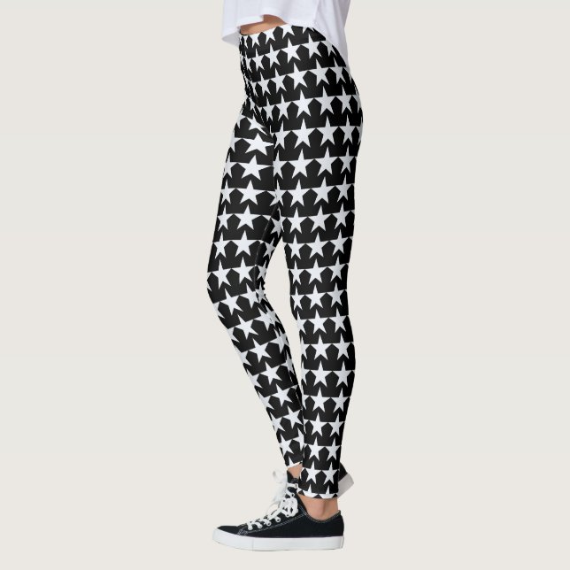Leggings estrellas del blanco en negro (Izquierda)