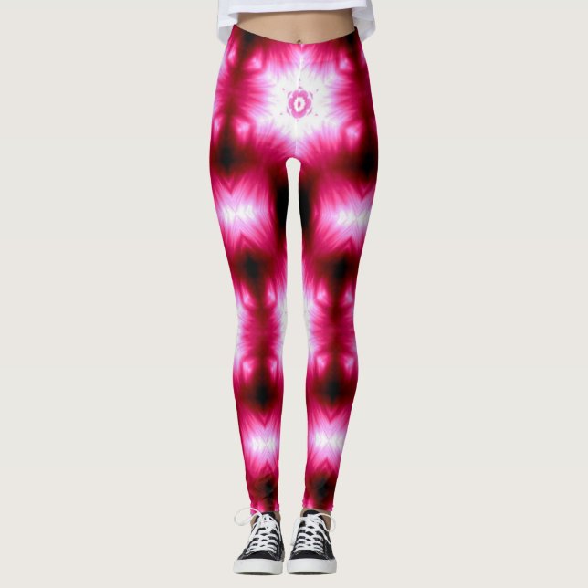 Leggings estrellas del blanco en rosa/negro (Anverso)