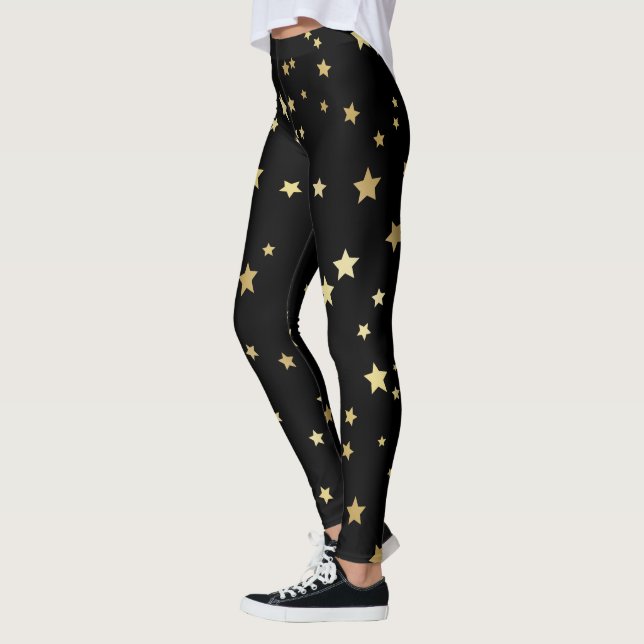 Leggings Estrellas del oro en fondo negro (Izquierda)