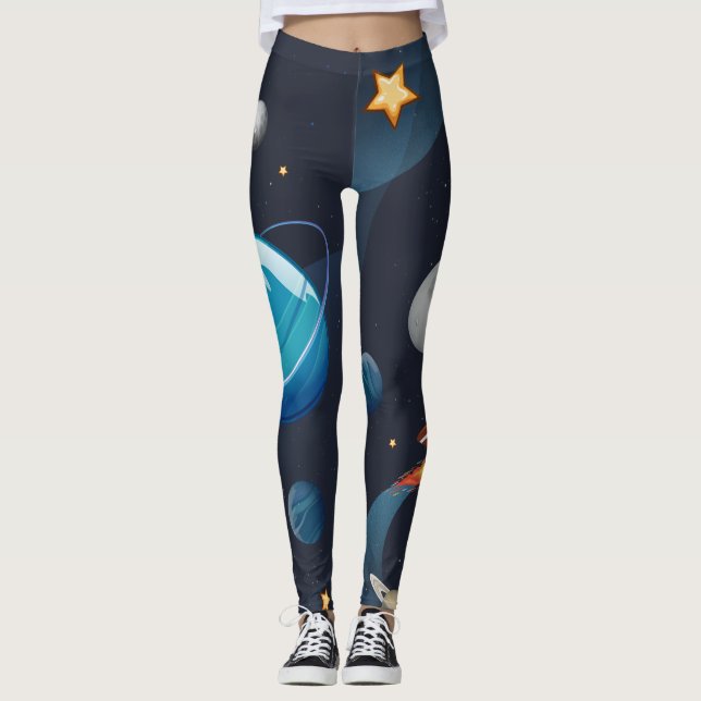 Leggings Estrellas del patrón de galaxia del espacio exteri (Anverso)