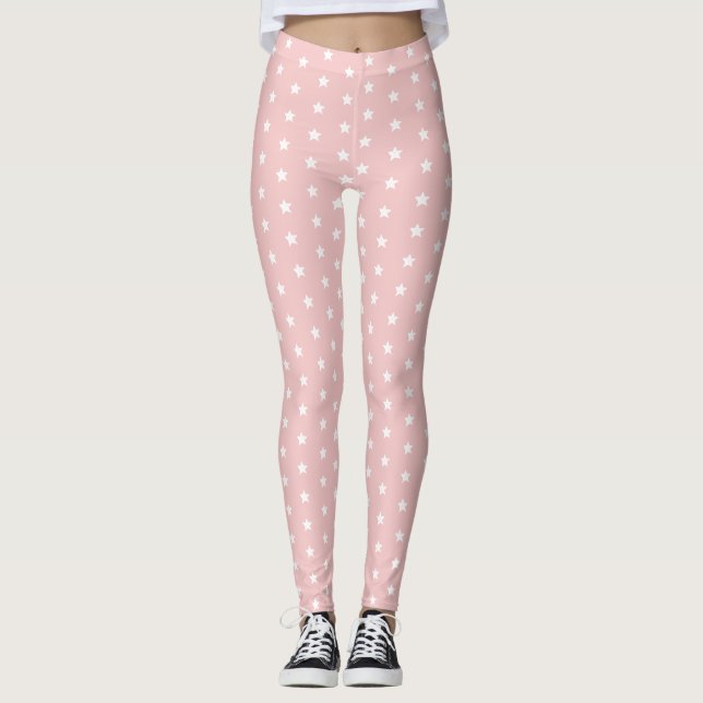 Leggings Estrellas del rosa y del blanco (Anverso)