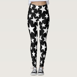 Leggings   Estrellas Elegantes de Negro y Blanco 