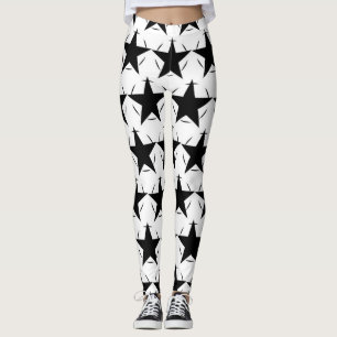 Leggings Estrellas en blanco y negro Patrón geométrico circ