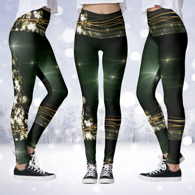 Leggings Estrellas en la noche del árbol de Navidad Oscuras (Stars on Christmas Tree Night Dark Sky Leggings)