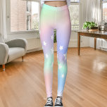 Leggings Estrellas holográficas de menta púrpura rosa<br><div class="desc">Holográfico,  rosa,  morado y verde menta. Decorado con estrellas blancas.</div>