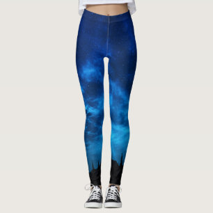 LEGGINGS ESTRELLAS LUMINOSAS EN UN CIELO OSCURO Y AZUL