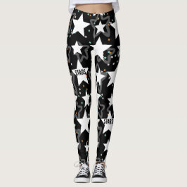 Leggings Estrellas modernas mujeres de patrón blanco negro