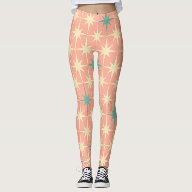 Leggings Estrellas modernas retro del siglo medio patrón Ru (Anverso)