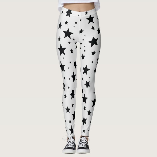 Leggings Estrellas negras sobre fondo blanco (Anverso)