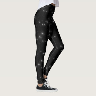 Leggings Estrellas negras y blancas Starry Night Galaxy Uni