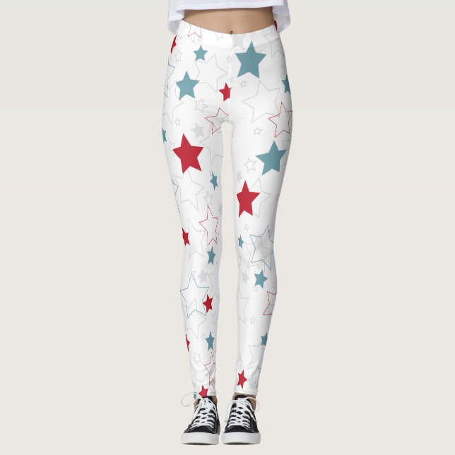 Leggings Estrellas patrióticas blancas y azules (Anverso)