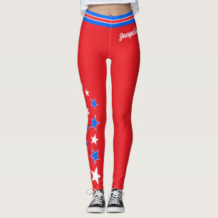 Leggings Estrellas PATRIÓTICAS blancas y azules tu nombre e